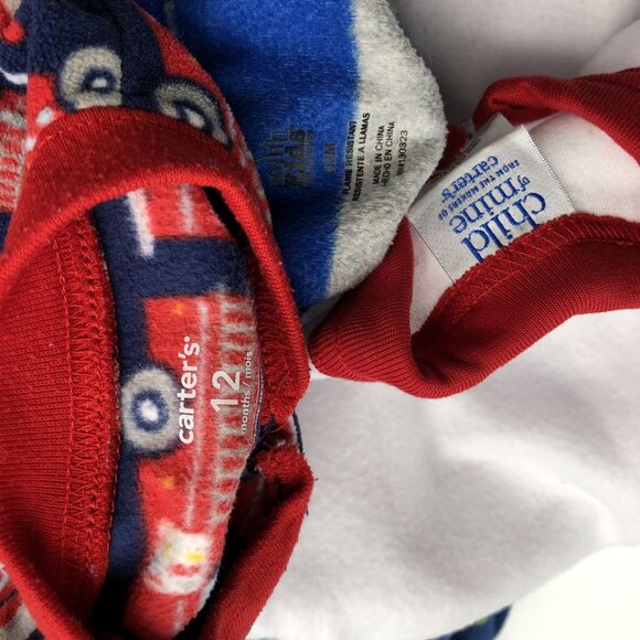 Boys 12M Pajamas BUNDLE One Piece Footed Fleece Fall Winter Mixed Carters - Picture 3 of 9